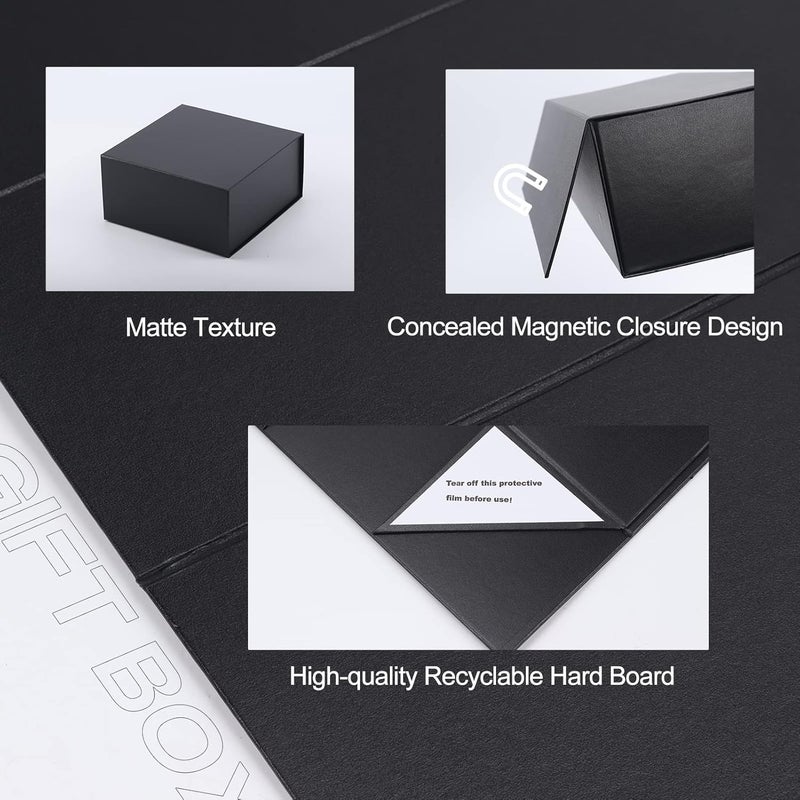 Ditwis 8x8x4 Inches Gift Box with Magnetic Closure Lid, Black Magnetic Box for Wedding, Groomsmen Bridesmaid Proposal, Birthdays, Mother's Day, 1 Pack - Image 5